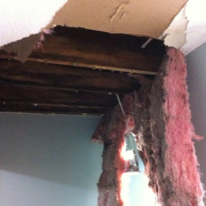 Damage caused by a roof leak