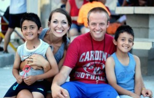 Trent and Kristen with David and Daniel at Emmanuel